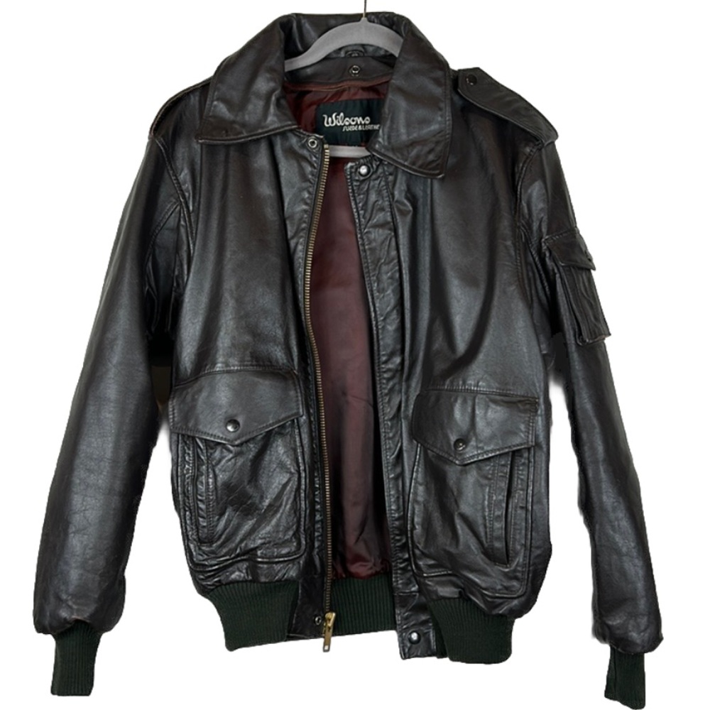 Wilsons Leather Vintage Bomber Jacket Adventure Bound Genuine Brown Leather 44